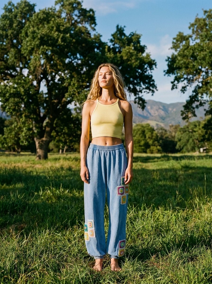 Daydream Mineral Washed Crochet Joggers - Westly