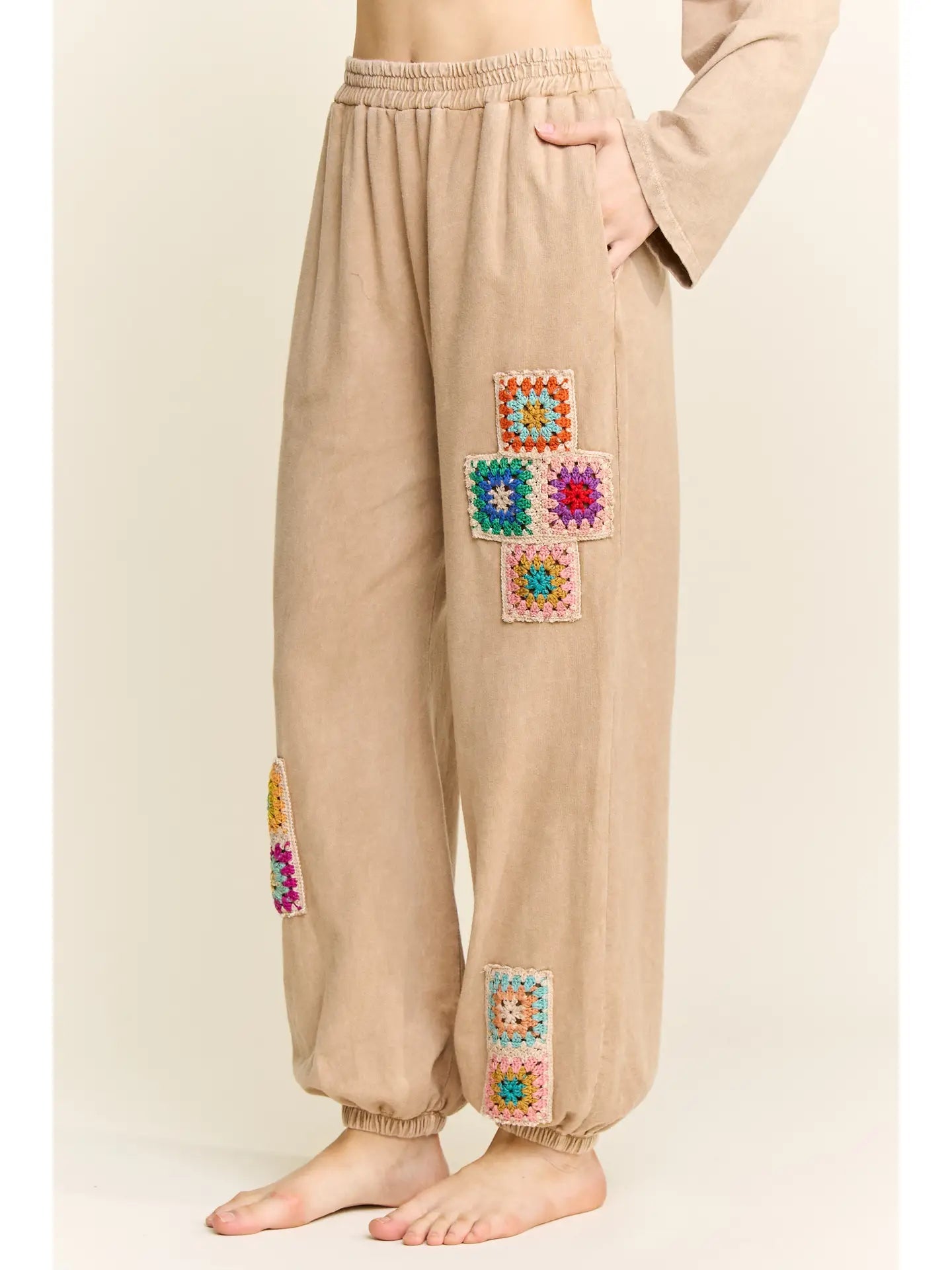 Daydream Mineral Washed Crochet Joggers - Westly