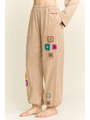 Daydream Mineral Washed Crochet Joggers - Westly