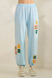 Daydream Mineral Washed Crochet Joggers - Westly
