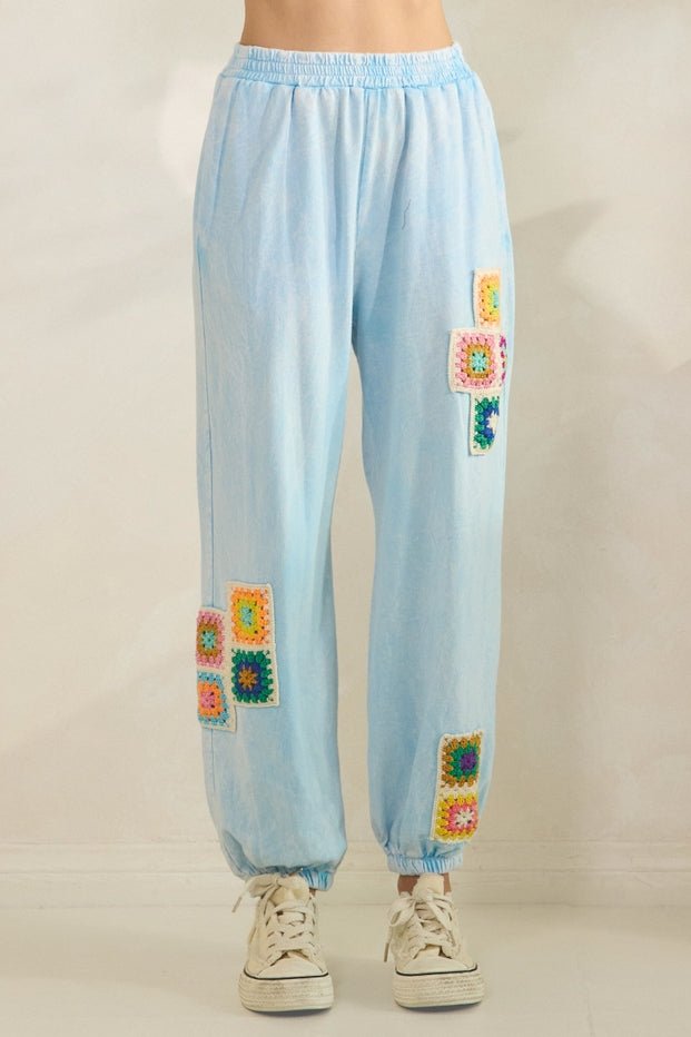 Daydream Mineral Washed Crochet Joggers - Westly