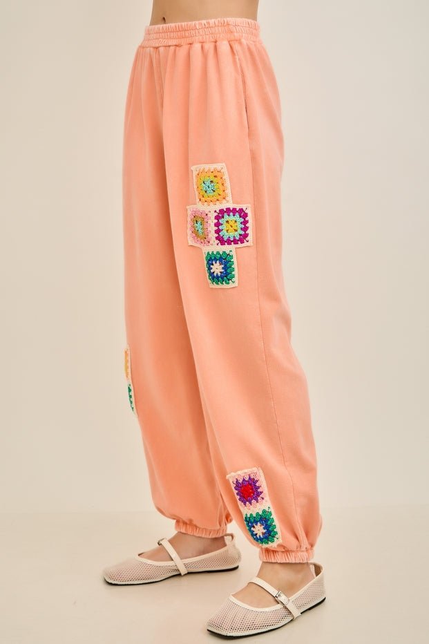 Daydream Mineral Washed Crochet Joggers - Westly
