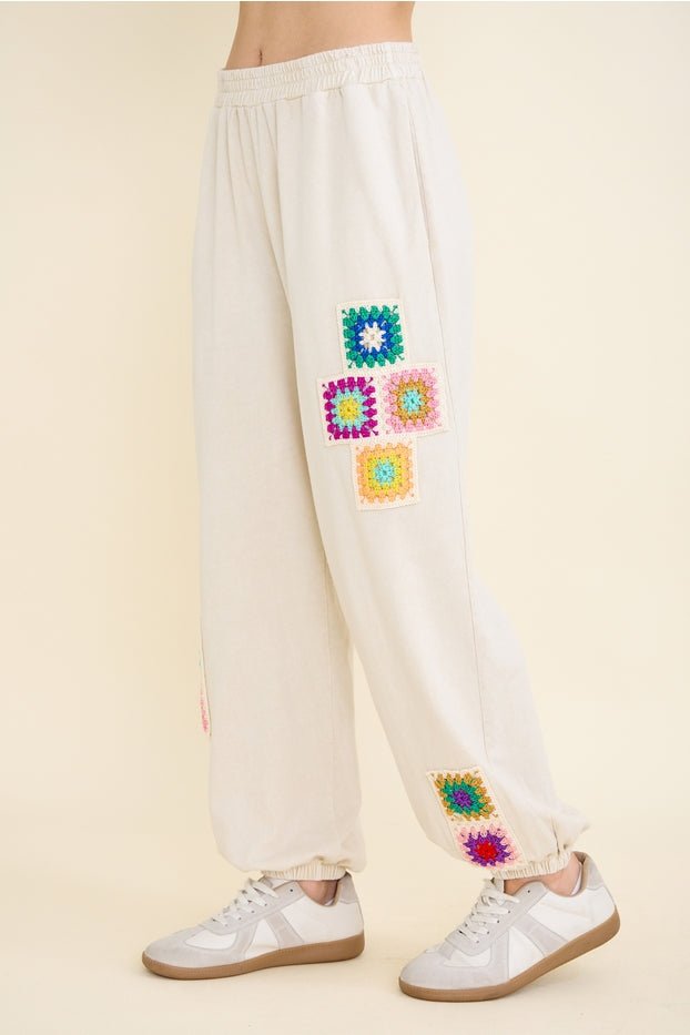 Daydream Mineral Washed Crochet Joggers - Westly