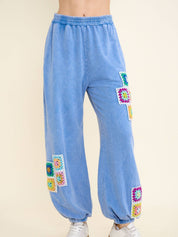 Daydream Mineral Washed Crochet Joggers - Westly