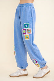 Daydream Mineral Washed Crochet Joggers - Westly