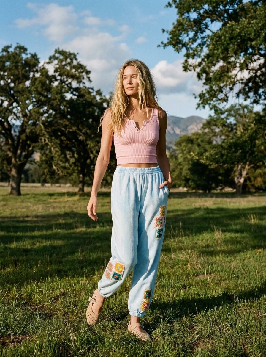 Daydream Mineral Washed Crochet Joggers - Westly