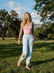 Daydream Mineral Washed Crochet Joggers - Westly
