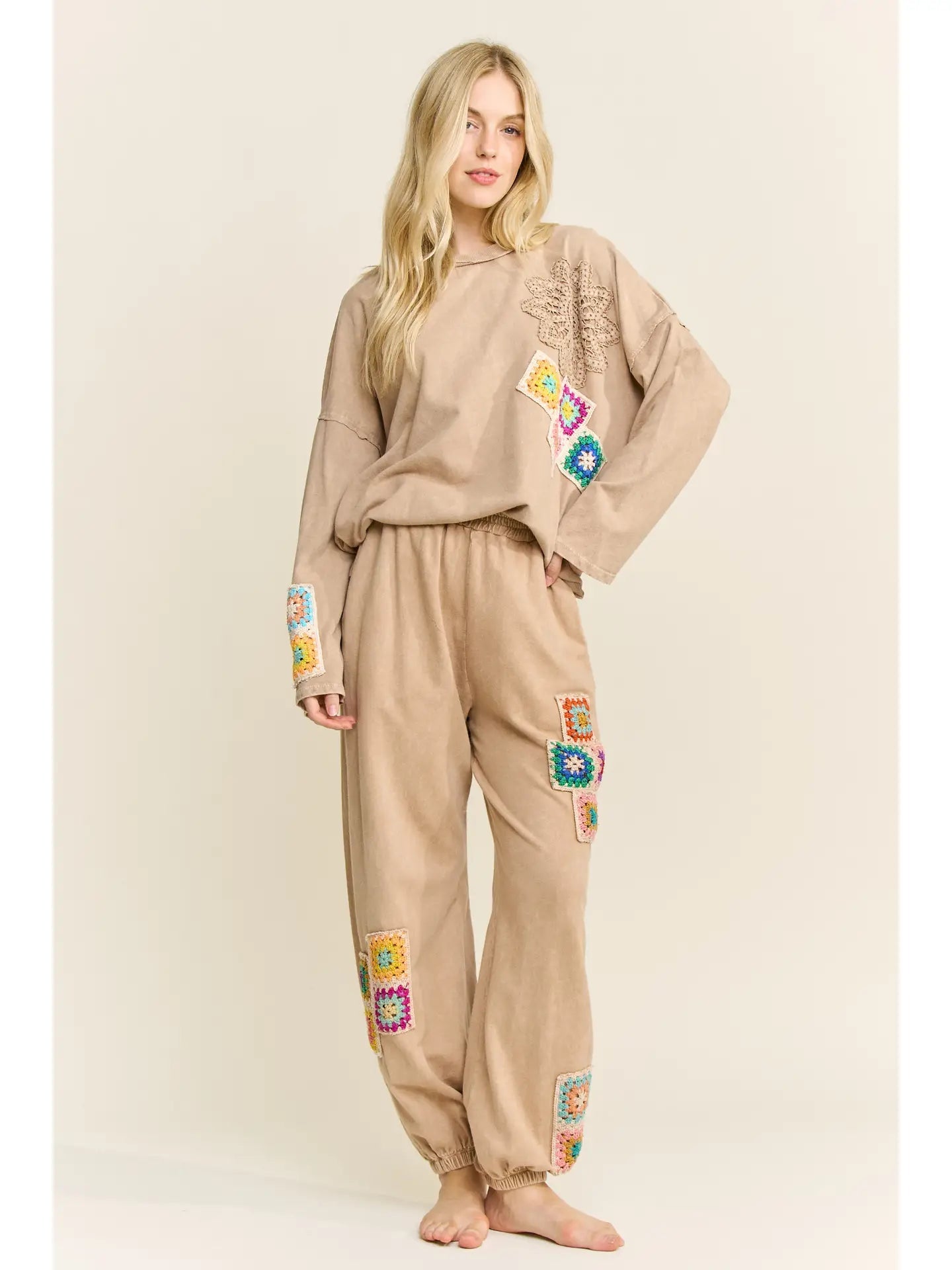 Daydream Mineral Washed Crochet Joggers - Westly