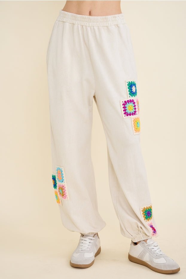 Daydream Mineral Washed Crochet Joggers - Westly