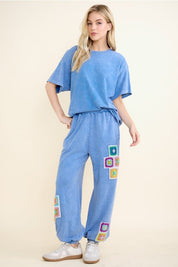 Daydream Mineral Washed Crochet Joggers - Westly