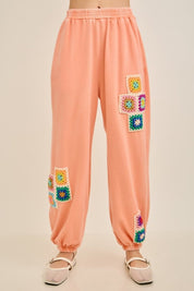 Daydream Mineral Washed Crochet Joggers - Westly