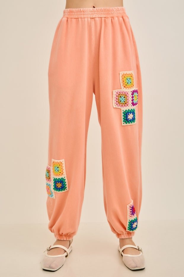 Daydream Mineral Washed Crochet Joggers - Westly