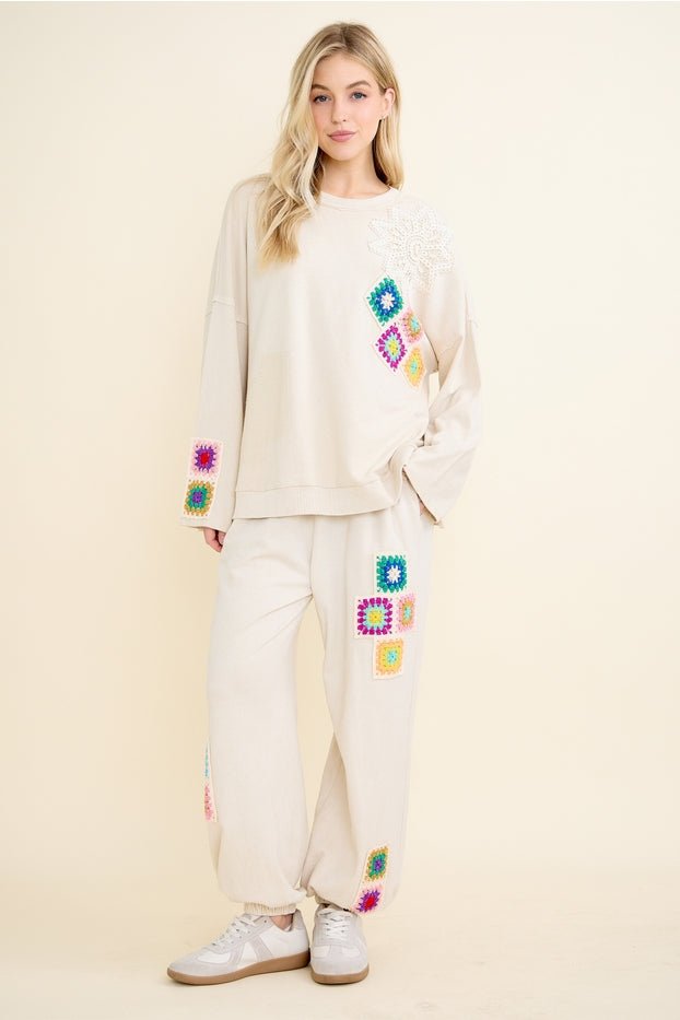 Daydream Mineral Washed Crochet Joggers - Westly