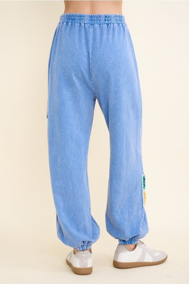 Daydream Mineral Washed Crochet Joggers - Westly