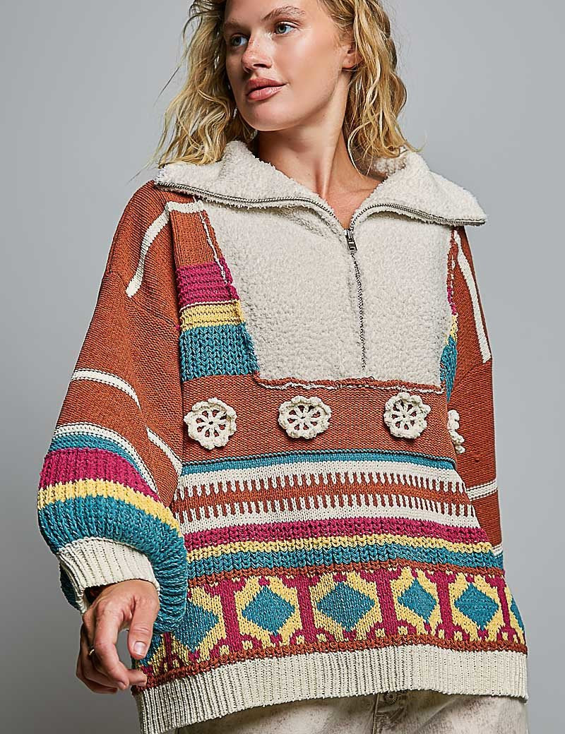 Daytripper Half-Zip Balloon Sleeve Sweater - Westly