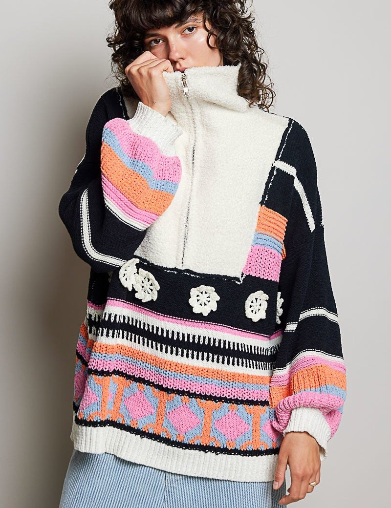 Daytripper Half-Zip Balloon Sleeve Sweater - Westly