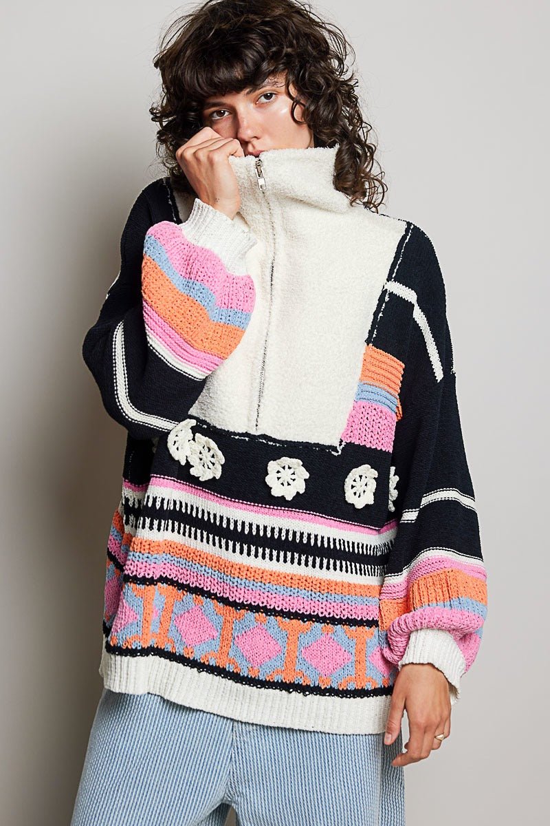 Daytripper Half-Zip Balloon Sleeve Sweater - Westly