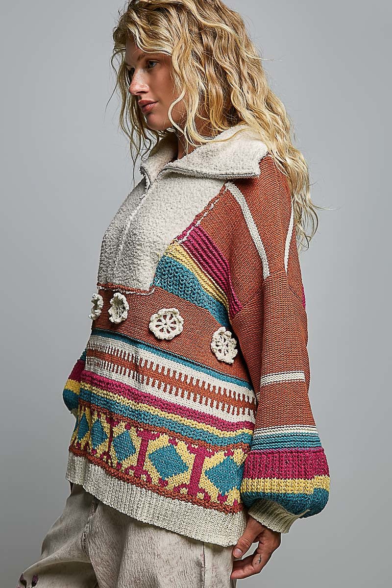 Daytripper Half-Zip Balloon Sleeve Sweater - Westly