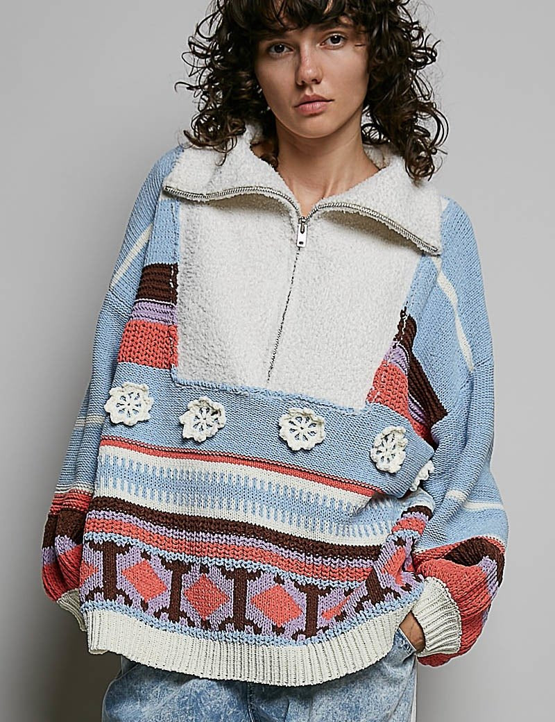Daytripper Half-Zip Balloon Sleeve Sweater - Westly