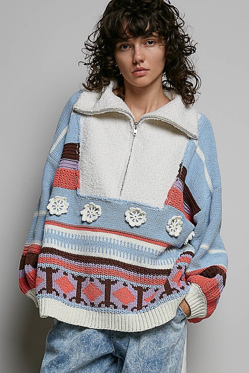 Daytripper Half-Zip Balloon Sleeve Sweater - Westly