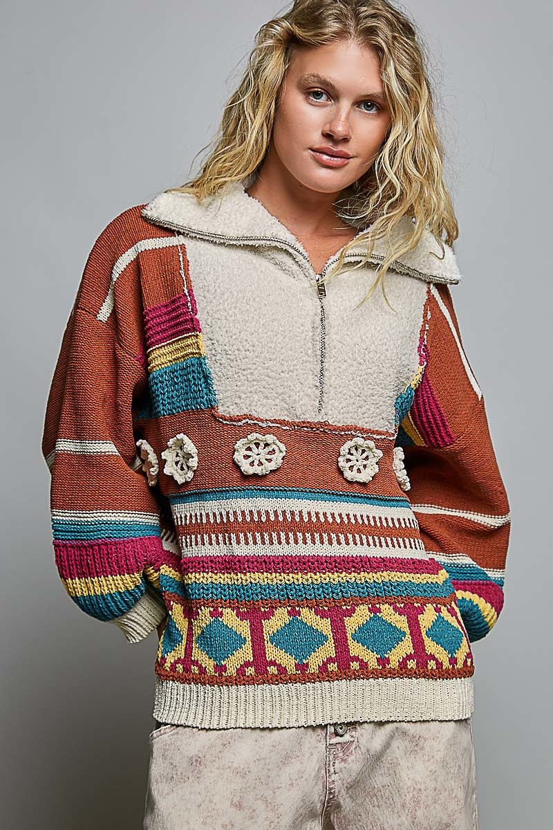 Daytripper Half-Zip Balloon Sleeve Sweater - Westly