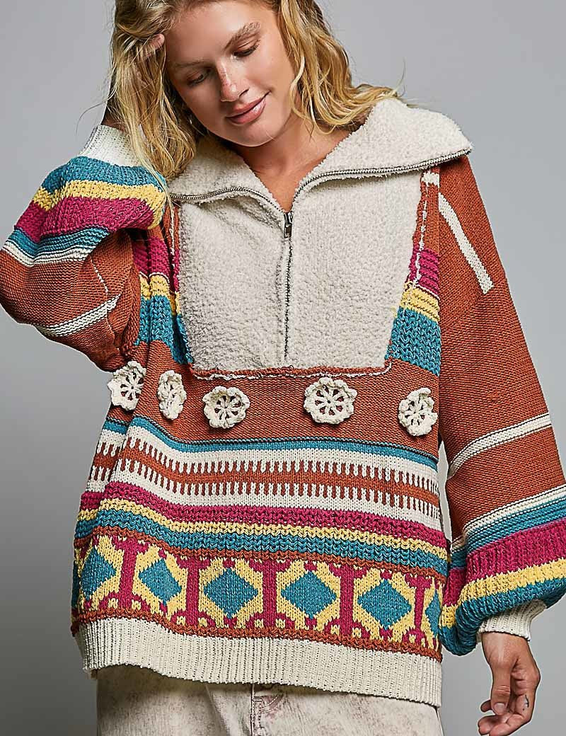 Daytripper Half-Zip Balloon Sleeve Sweater - Westly