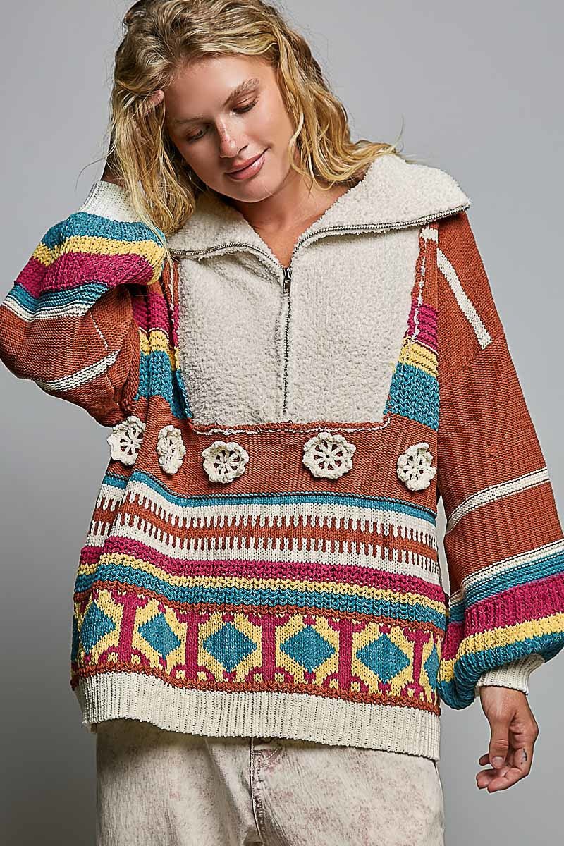 Daytripper Half-Zip Balloon Sleeve Sweater - Westly