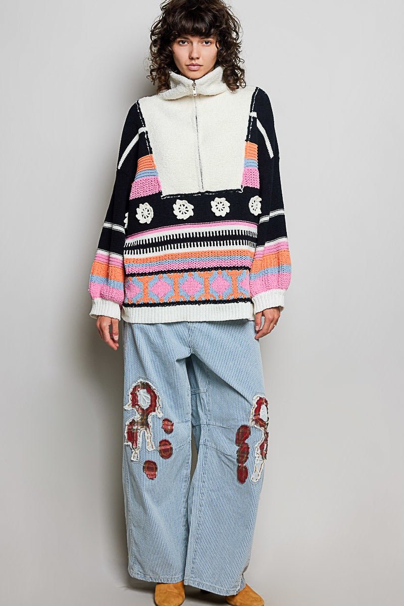 Daytripper Half-Zip Balloon Sleeve Sweater - Westly