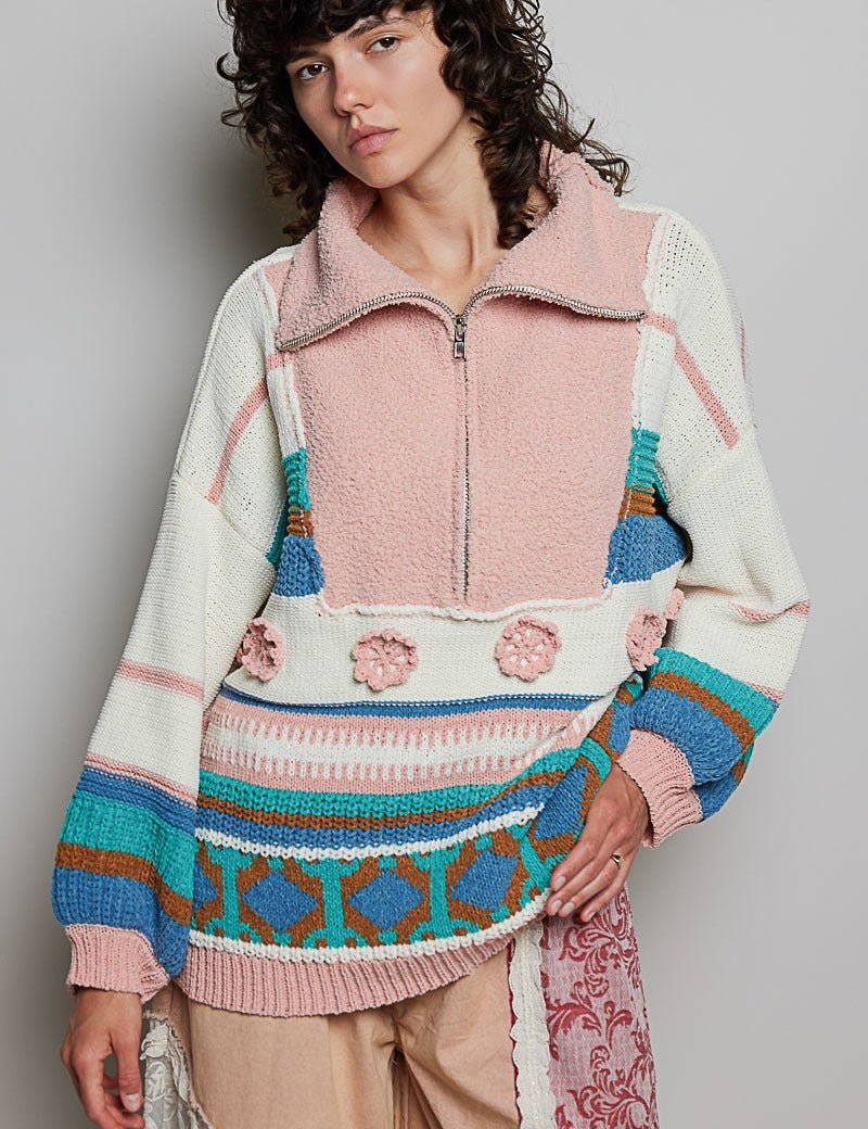 Daytripper Half-Zip Balloon Sleeve Sweater - Westly