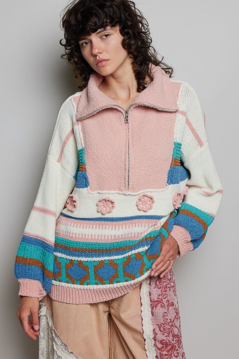Daytripper Half-Zip Balloon Sleeve Sweater - Westly