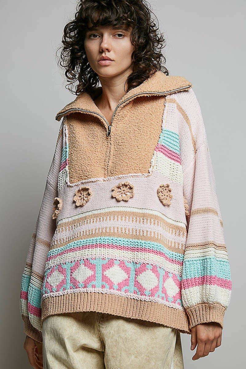 Daytripper Half-Zip Balloon Sleeve Sweater - Westly