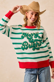December Club Merry & Bright Stripe Sweater - Ivory Hunter