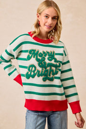 December Club Merry & Bright Stripe Sweater - Ivory Hunter