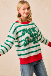 December Club Merry & Bright Stripe Sweater - Ivory Hunter