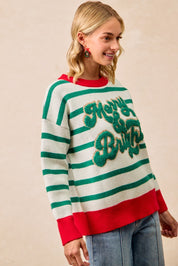 December Club Merry & Bright Stripe Sweater - Ivory Hunter