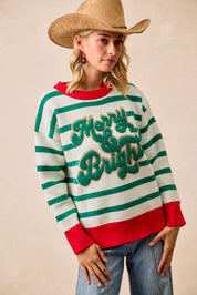 December Club Merry & Bright Stripe Sweater - Ivory Hunter