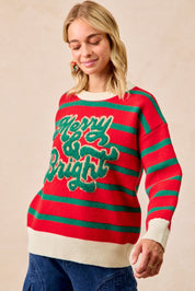 December Club Merry & Bright Stripe Sweater - Red Hunter