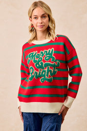 December Club Merry & Bright Stripe Sweater - Red Hunter