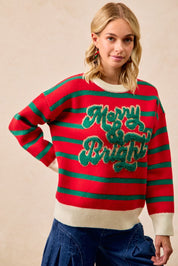 December Club Merry & Bright Stripe Sweater - Red Hunter