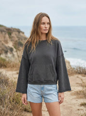 Del Mar Soft Texture Raw Edge Oversized Top - Westly