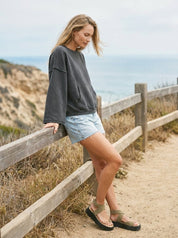 Del Mar Soft Texture Raw Edge Oversized Top - Westly