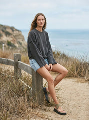 Del Mar Soft Texture Raw Edge Oversized Top - Westly