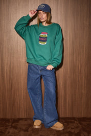 Deli Counter Pickle Patch Sweatshirt in Dusty Green — product photo 03