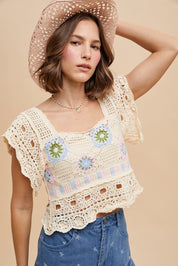 Delilah Crochet Square Neck Crop Top - Westly