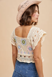 Delilah Crochet Square Neck Crop Top - Westly