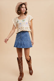 Delilah Crochet Square Neck Crop Top - Westly