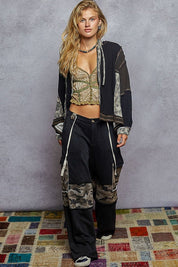 Della Mixed Media Zip-Up Cropped Hoodie - Westly