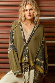 Della Mixed Media Zip-Up Cropped Hoodie - Westly