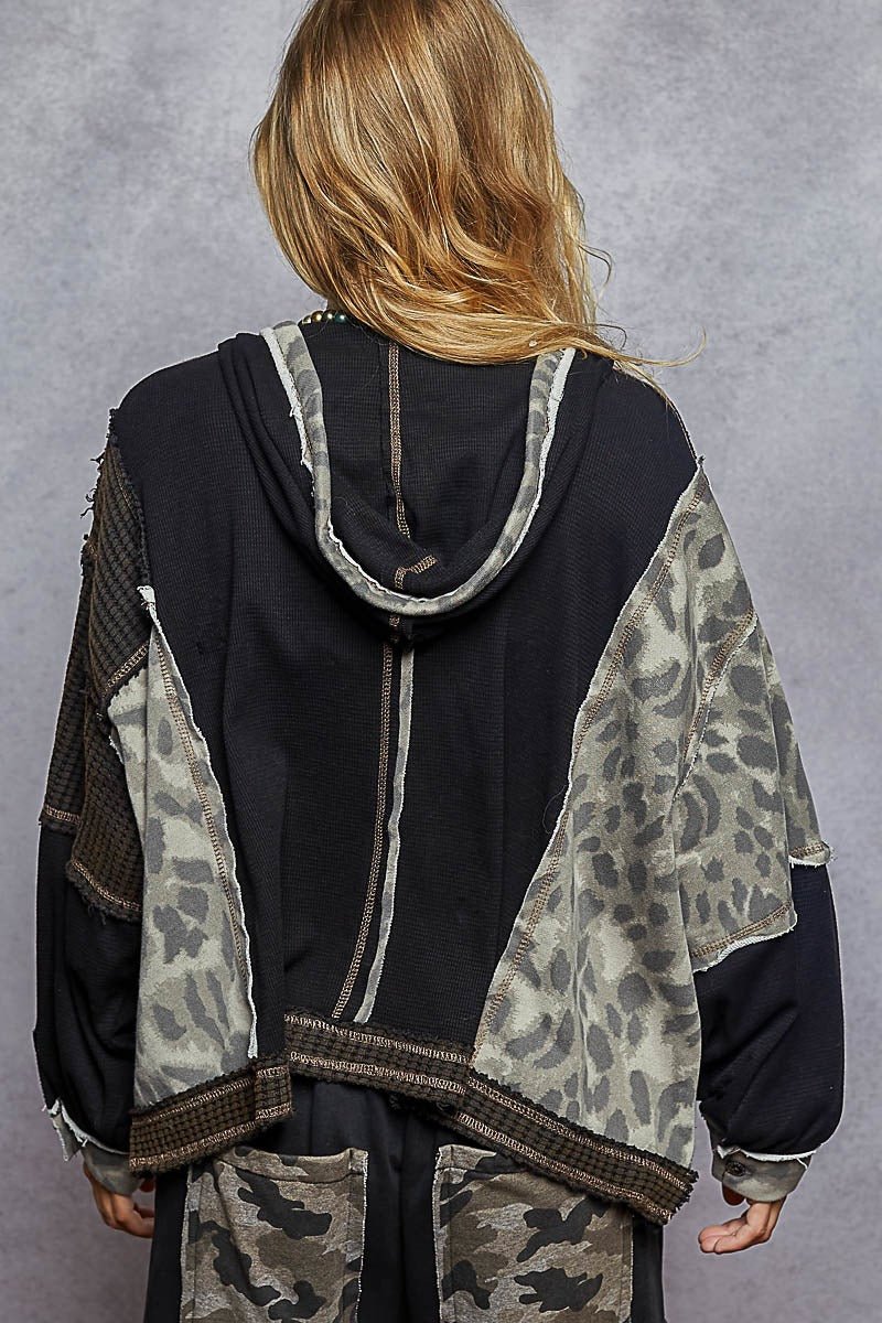 Della Mixed Media Zip-Up Cropped Hoodie - Westly
