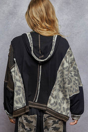 Della Mixed Media Zip-Up Cropped Hoodie - Westly